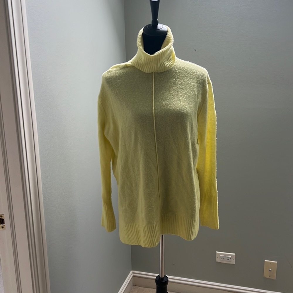 Athleta Bright Yellow Turtleneck Sweater, Size SM
